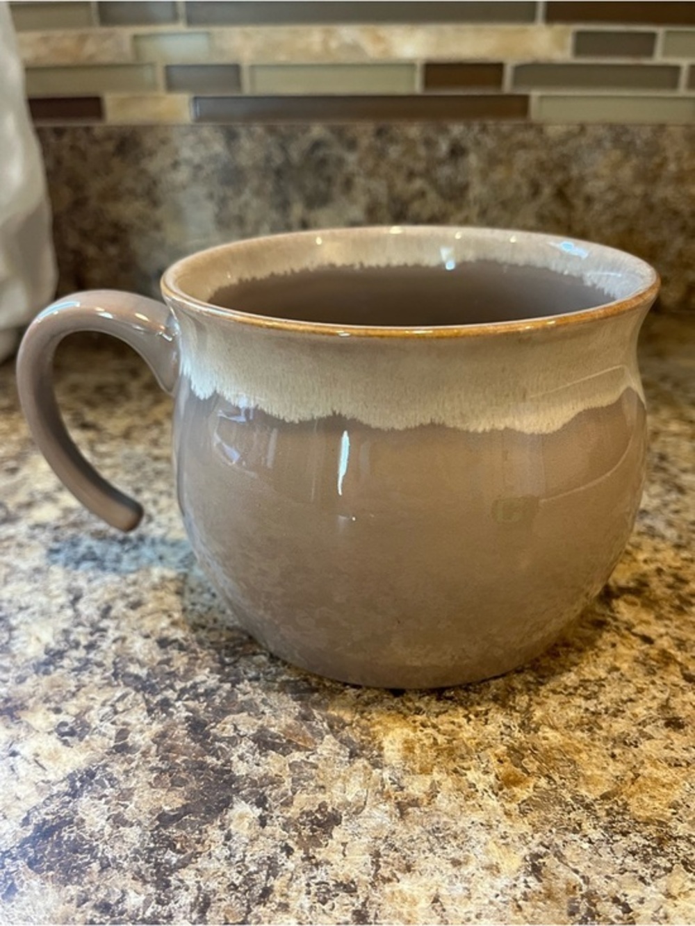 Pfaltzgraff gGlazed Drip Taupe and Cream Soup Mug - Home Dining